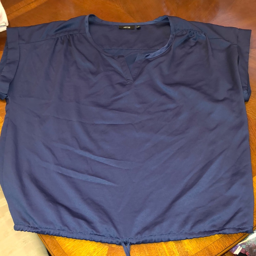 Blue tie front top